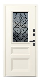 Входная дверь AG6002 Багряный рубин / Слоновая кость, стеклопакет, капитель - вид изнутри