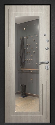 Входная дверь Аризона-222 сатин черный / филадельфия крем (с зеркалом)