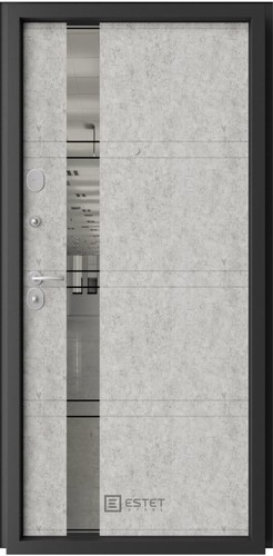 Входная дверь Лофт-5.1 Бетон антрацит / бетон серый с зеркалом