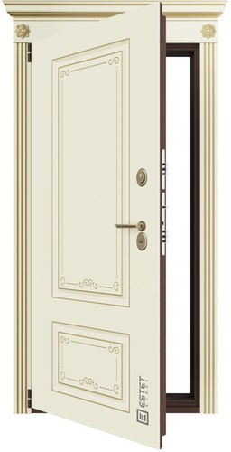 Входная дверь Бизнес-2 Premium Ваниль патина шампань / софт белый с патиной