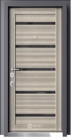 Входная дверь Премиум-1 Муар серый / Премиум керамик, стекло лакобель черный - вид изнутри