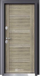 Входная дверь Премиум-3 Муар серый / орех мраморный - вид изнутри