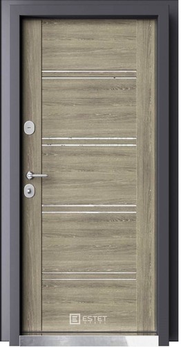 Входная дверь Премиум-3 Муар серый / орех мраморный