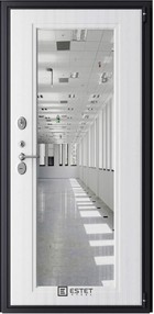 Входная дверь Престиж-5 (внутреннее открывание) Муар серый / Premium Мидл + зеркало - вид изнутри
