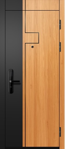 Входная дверь Орфей-711 Вишня Оксфорд + софт черный / силк сноу