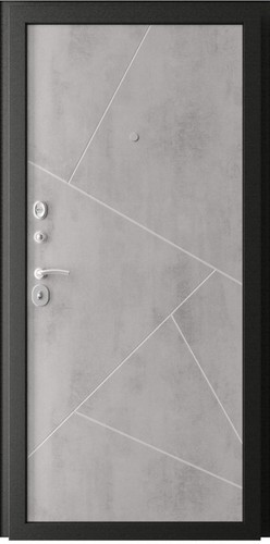 Входная дверь Флагман-12 Камень темный патина черная / камень светлый патина белая