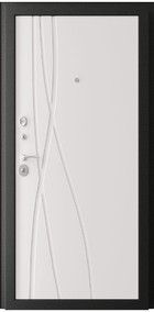 Входная дверь Флагман-13 Кашемир черный / белый матовый - вид изнутри