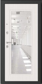 Входная дверь Флагман-27 Loft Камень темный / белое дерево + зеркало - вид изнутри