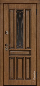 Входная дверь Grandwood СМ461/69 Е2 тик, патина / белый + стеклопакет