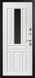 Входная дверь Grandwood СМ461/69 Е2 тик, патина / белый + стеклопакет - вид изнутри