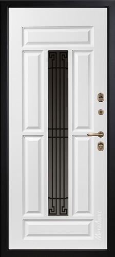 Входная дверь Grandwood СМ462/71 темный орех, патина / белый + стеклопакет
