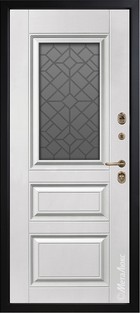Входная дверь Grandwood СМ465/17 тик, патина / белый + стеклопакет - вид изнутри