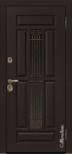 Входная дверь Аспект (СМ 386/2 Е1) эмаль горький шоколад / эмаль белый