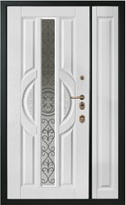Входная дверь Artwood СМ1832/27 английский орех, патина / дуб полярный + стеклопакет - вид изнутри
