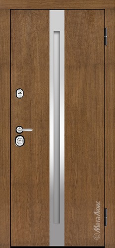 Входная дверь Grandwood СМ463/16 тик, патина / дуб беловежский + стеклопакет