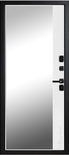 Входная дверь Статус М748/5Z лофт черный / белый + зеркало - вид изнутри