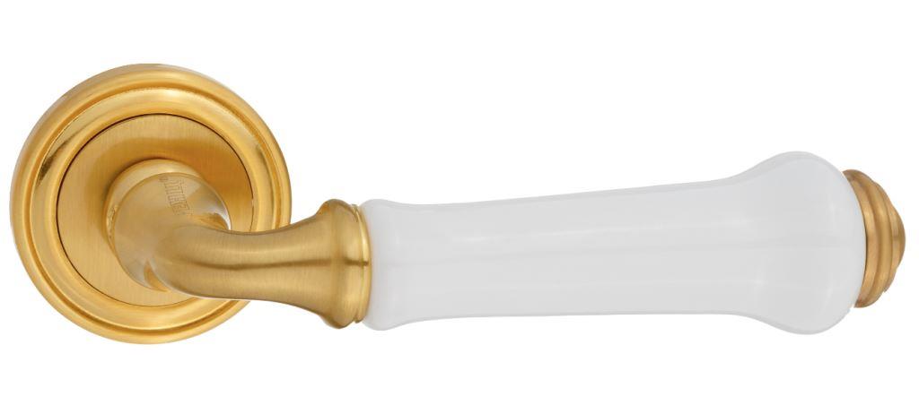 Дверная ручка Сиракузы 617-16 латунь матовая / белая керамика