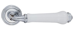 Дверная ручка Сиракузы 617-16 хром блестящий / белая керамика