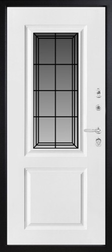 Входная дверь Grandwood СМ456/72 Е2 графит, патина декративный штапик /пленка, белый