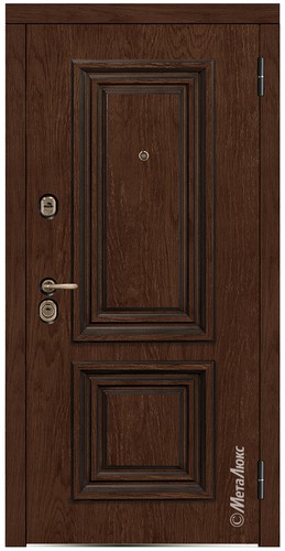 Входная дверь Grandwood М476/71 Е2 темный орех, патина декративный штапик /пленка, цвет дуб беловежский