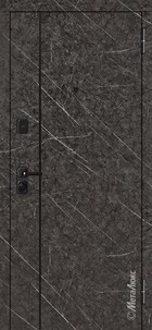 Входная дверь Статус М797 мрамор черный, декоративный молдинг черный/атлантика, вставка стекло матовое графит