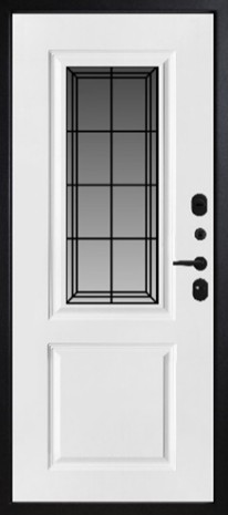 Входная дверь Artwood СМ1763/35 графит, стеклопакет с вкладной декоративной решеткой, декоративный штапик/патина декоративный штапик/дуб полярный, патина