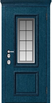 Входная дверь Artwood СМ1764/40 сапфир, стеклопакет, декоративный штапик/дуб айвори, стеклопакет