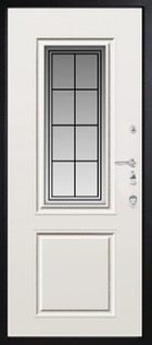 Входная дверь Artwood СМ1764/ 45 Е2 сапфир, стеклопакет, декоративный штапик/слоновая кость, стеклопакет - вид изнутри