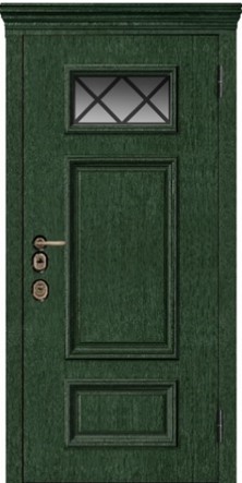 Входная дверь Artwood  СМ1768/37 малахит,стеклопает с вкладной декоративной решеткой, декоративный штапик/дуб полярный, стеклопает с вкладной декоративной решеткой
