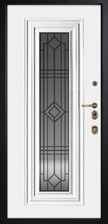 Входная дверь Artwood  СМ1769/29 тик,стеклопает с вкладной декоративной решеткой, декоративный штапик/дуб полярный, стеклопает с вкладной декоративной решеткой