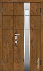Входная дверь Artwood СМ1876/29 тик, патина/дуб полярный, стеклопакет, вставка из нержавеющей стали