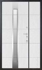 Входная дверь Artwood СМ1876/29 тик, патина/дуб полярный, стеклопакет, вставка из нержавеющей стали - вид изнутри