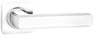 Дверная ручка Арона 96-02 матовый супер белый/хром блестящий
