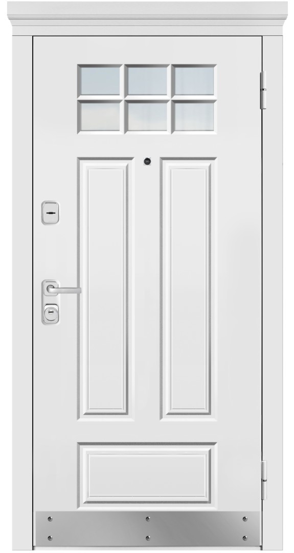 Входная дверь Siena 451 Е1 стеклопакет, капитель белый / белый