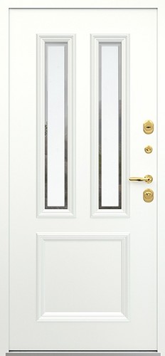 Входная дверь AG6001 Насыщенный изумруд / Белый камень, стеклопакет, капитель