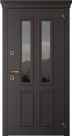 Входная дверь AG6021 Горький шоколад / Слоновая кость, стеклопакет, капитель