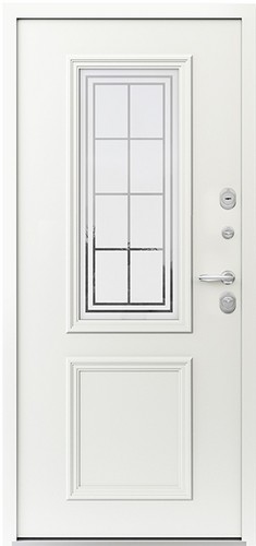 Входная дверь AG6022 Насыщенный изумруд / белый камень,  стеклопакет, капитель