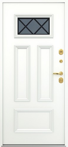 Входная дверь AG6046 Оникс / Белый камень, стеклопакет, капитель
