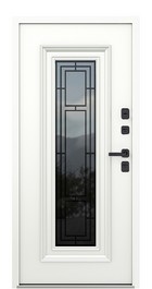 Входная дверь AG6044 Багряный рубин / Белый камень, стеклопакет, капитель - вид изнутри