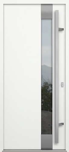 Входная дверь AG6009 Насыщенный изумруд  / Белый камень, стеклопакет