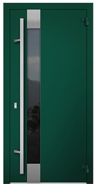 Входная дверь AG6009 Насыщенный изумруд / Белый камень, стеклопакет