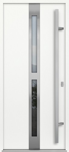 Входная дверь AG6011 Антрацит / Белый камень, стеклопакет
