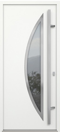 Входная дверь AG6032 Антрацит / Белый камень, стеклопакет