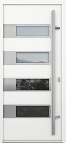 Входная дверь AG6035 Антрацит / Белый камень, стеклопакет