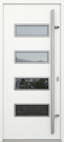 Входная дверь AG6037 Насыщенный изумруд / Белый камень, стеклопакет