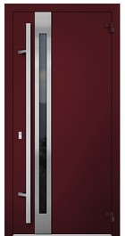 Входная дверь AG6040 Багряный рубин / Белый камень, стеклопакет