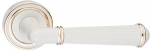 Дверная ручка Новара 625-16 MSW/GP матовый супер белый/латунь блестящая